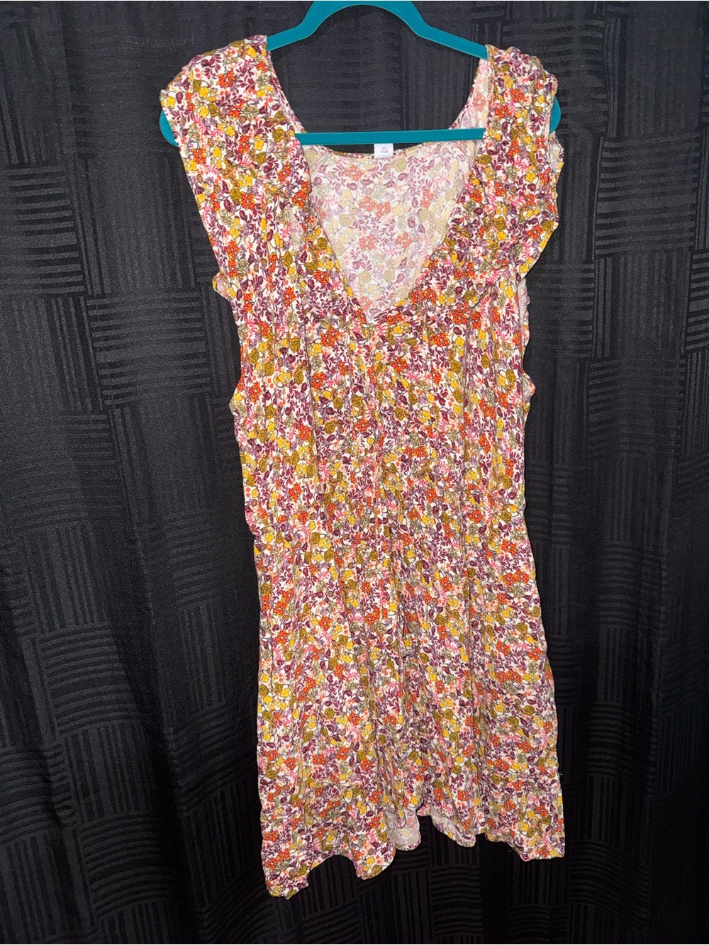 Floral V-Neck Sleeveless Fall Dress - Pink Multi